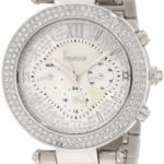 Freelook Women’s HA1539-1 Full Stones Mother-Of-Pearl Chronograph Dial Silver Swarovski Bezel Watch