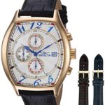 Invicta Men’s 14330 Specialty 18k Yellow Gold-Plated Watch with Three Interchangeable Leather Bands