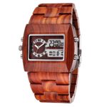 JIANGYUYAN Mens Fashion Classic Casual vintage Wooden wood watches Digital Luminous Calendar wrist watch(red sandalwood)