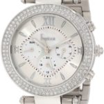 Freelook Women’s HA1539-4 Silver Mother-Of-Pearl Chronograph Dial Silver Swarovski Bezel Watch