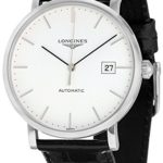 Longines Elegant White Dial Black Alligator Leather Automatic Mens Watch L49104122