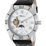Croton Mens Reliance Automatic Multifunction Leather Watch (Black/Silver)