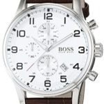 Hugo Boss Silver Dial SS Leather Chrono Quartz Mens Watch 1512447