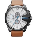 Diesel Men’s DZ4280 Mega Chief Gunmetal Brown Leather Watch