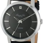 Kenneth Cole New York Men’s KC1986 “Rock Out” Stainless Steel Diamond-Accented Watch with Black Leather Band