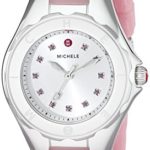 MICHELE Women’s MWW12P000008 Jellybean Stainless Steel Watch with Pink Topaz Stones