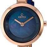 Obaku Women’s Quartz Stainless Steel and Leather Dress Watch, Color:Blue (Model: V129LXVLRA)