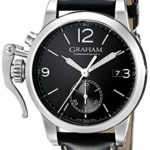 Graham Men’s 2CXAS.B02A Chronofighter Stainless Steel Watch with Black Leather Band