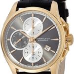 Hamilton Men’s ‘Jazzmaster’ Swiss Automatic Gold and Leather Casual Watch, Color:Black (Model: H32546781)