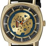 Akribos XXIV Men’s AK826YGB Quartz Movement Watch with Yellow Gold and Blue Dial and Black Leather Strap