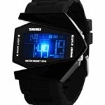 Auspicious beginning® LED Personalized creative waterproof noctilucent airplane black digital watch Size S
