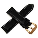 Swiss Legend 26MM Black Leather Watch Strap, Rose Gold Buckle fits 52mm Pilot Collection
