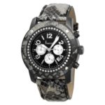 Freelook Women’s HA1711B-1 Alpina Black Dial Silver Subdial Black/Gray Snake Skin Band Watch