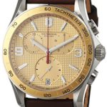 Victorinox Swiss Army Gold Dial SS Brown Leather Chrono Quartz Mens Watch 241659