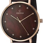 Obaku Women’s Quartz Stainless Steel Dress Watch, Color:Brown (Model: V186LXVNMN)