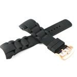 Swiss Legend 30MM Black Silicone Watch Strap Stainless Rose Gold Buckle fits 45mm Commander Pro Watch
