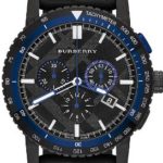 Burberry The City Chronograph Black Dial Black Rubber Mens Watch BU9806