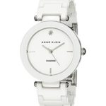 Anne Klein Women’s AK/1019WTWT Diamond-Accented Watch with Ceramic Bracelet