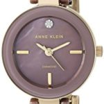 Anne Klein Women’s AK/2660MVGB Diamond-Accented Gold-Tone and Mauve Ceramic Bracelet Watch