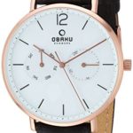 Obaku Quartz Stainless Steel and Leather Dress Watch, Color:Black (Model: V182GMVWRB)