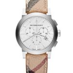 Burberry The City Silver Dial Haymarket Check Fabric Unisex Watch BU9360