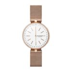 Skagen Connected Women’s Signatur T-Bar Stainless Steel Mesh Hybrid Smartwatch, Color: Rose Gold-Tone (Model: SKT1404)