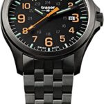 Traser Officer Pro GunMetal Watch, Pvd Coated Stainless Steel Strap, Black/Orange, 42mm, 107870