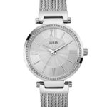 GUESS Silver-Tone Modern Woven Watch