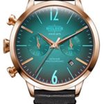 Welder Moody Black Leather Dual Time Rose Gold-Tone Watch with Date 38mm