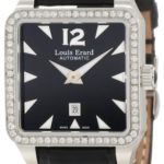 Louis Erard Women’s 20700SE02.BAV11 “Emotion” Stainless Steel, Black leather, and Diamond Square Automatic Watch