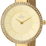 Obaku Women’s Quartz Stainless Steel Dress Watch, Color:Gold-Toned (Model: V179LEGGMG)