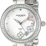 Akribos XXIV Women’s AK874SS Round White Mother of Pearl Dial Three Hand Quartz Strap Watch