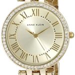 Anne Klein Women’s AK/2230CHGB Swarovski Crystal Accented Gold-Tone Bracelet Watch