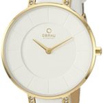 Obaku Women’s Quartz Stainless Steel and Leather Dress Watch, Color:White (Model: V158LEGIRW)