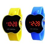 Swissrock Yellow and Blue Combo Apple Shape Kids Digital LED Wrist Watch