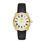 kate spade new york Women’s Goldtone Crosstown Black Leather Watch