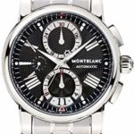 Montblanc Men’s ‘Star’ Automatic Stainless Steel and Leather Dress Watch, Color:Silver-Toned (Model: 102376)