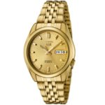 Seiko Men’s 5′ Japanese Automatic Gold-Tone-Stainless-Steel Casual Watch, Color:Gold (Model: SNK366K)