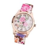 SMTSMT Girls’ Printed Flower Causal Wrist Watch-Hot Pink