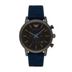Emporio Armani Men’s Luigi Stainless Steel Analog-Quartz Watch with Silicone Strap, Blue, 14 (Model: AR11023)