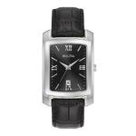 Bulova Men’s Classic Crocodile Grain Leather Strap Rectangular Watch