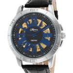 Croton Mens Reliance Automatic Leather Watch (Black/Silver/Blue)
