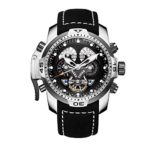 Reef Tiger Mens Sport Watches Complicated Black Dial Steel Case Automatic Watch Military Watches RGA3503