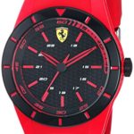 Ferrari Men’s RedRev Stainless Steel Quartz Watch with Rubber Strap, red, 20 (Model: 840005)