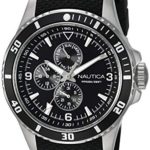 Nautica Men’s Freeboard Multi Stainless Steel Japanese-Quartz Silicone Strap, Black, 22 Casual Watch (Model: NAPFRB020)