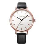 Top Plaza Unisex Classic Luxury Dress Black Leather Rose Gold Case Quartz Wrist Business Analog Watch 3 ATM Waterproof