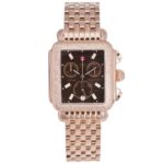 Michele Womens Deco 18K Rose Gold Plate Diamond Chrono Watch MW06P01B4962