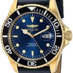 Invicta Men’s ‘Pro Diver’ Quartz Stainless Steel and Leather Watch, Color:Blue (Model: 22076)