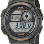 Casio Men’s ’10-Year Battery’ Quartz Resin Watch, Color:Green (Model: AE1000W-3AV)