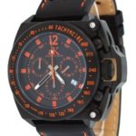 Adee Kaye #AK6566-M Men’s Black IP Tachymetre Bezel Leather Band Chronograph Watch